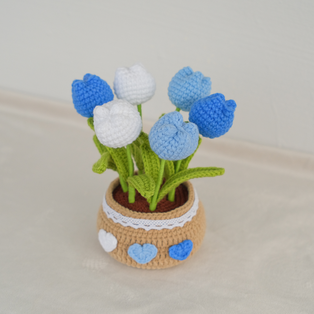 Tulip Garden Pot - Handmade Crochet Plant Gift