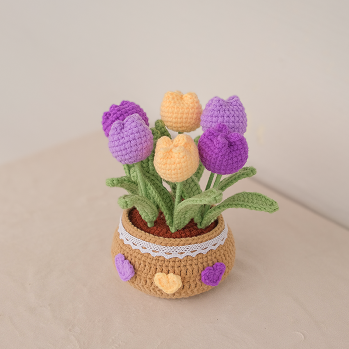 Tulip Garden Pot - Handmade Crochet Plant Gift
