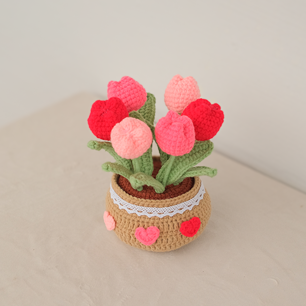 Tulip Garden Pot - Handmade Crochet Plant Gift