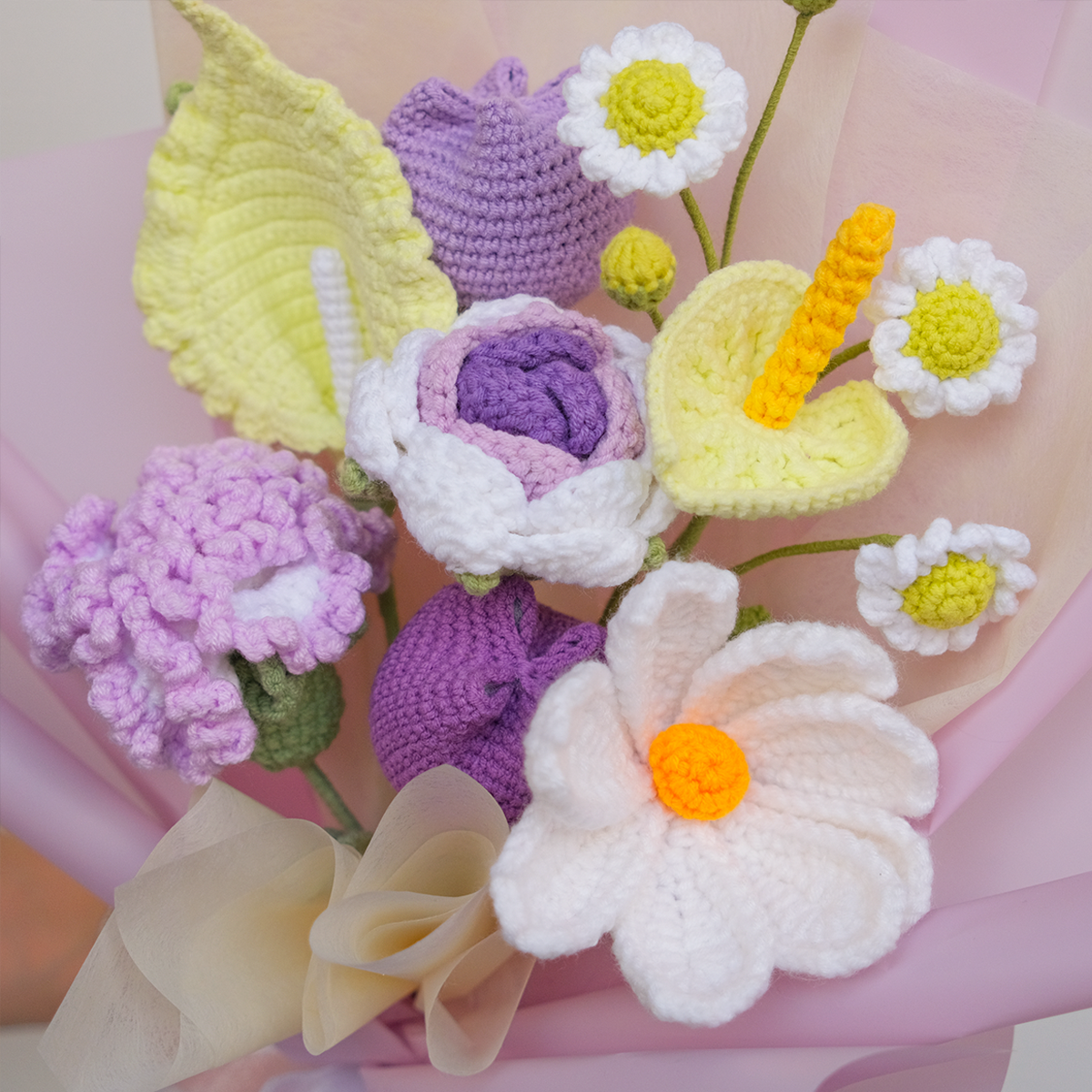 Tangled Tale - Mix Crochet Purple Flower Bouquet