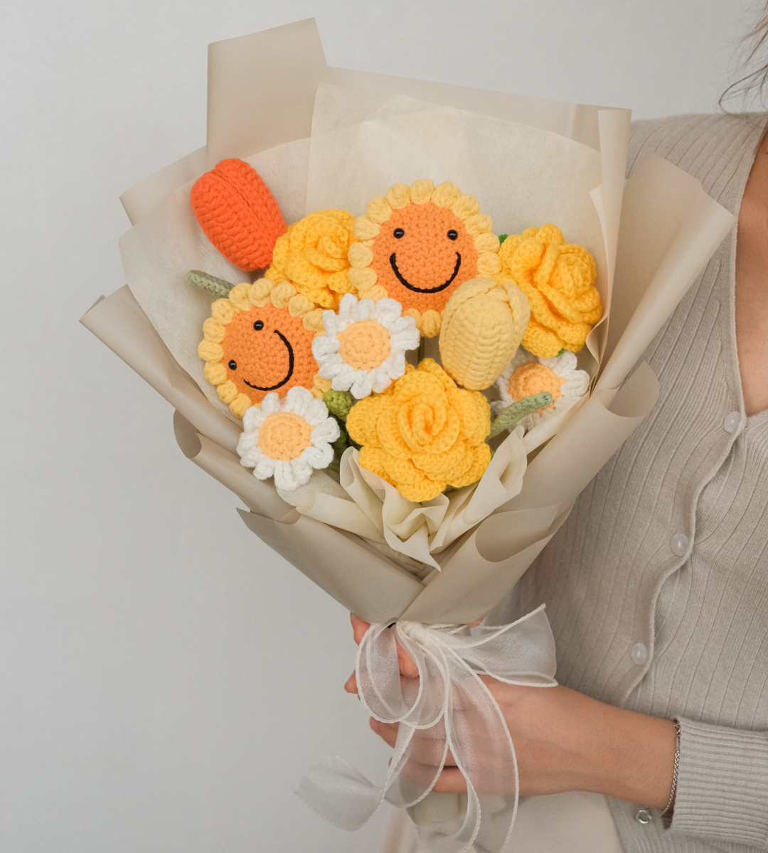 Crochet Sunflower Bouquet everlasting Smiley Flowers in Singapore