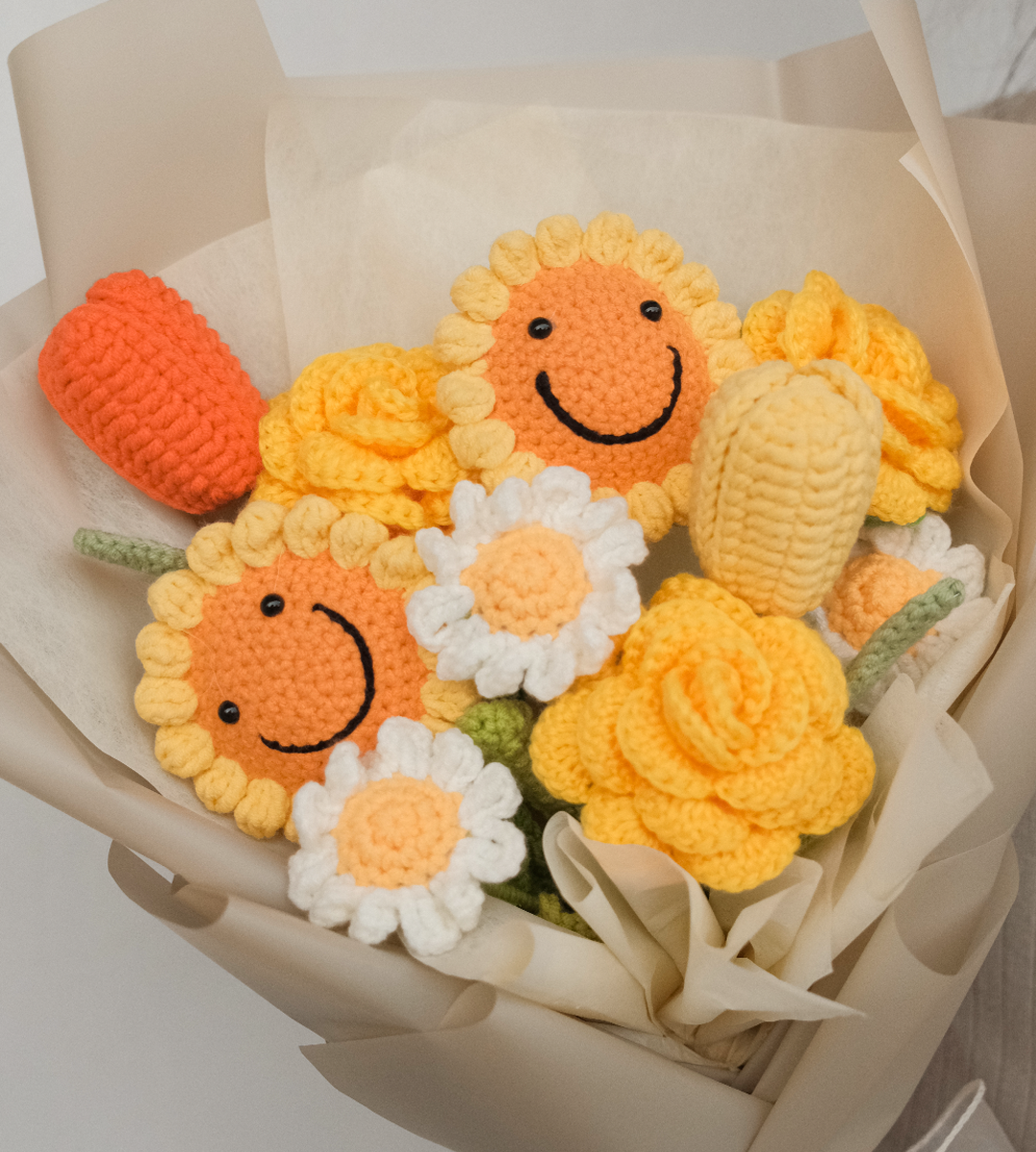 Crochet Sunflower Bouquet everlasting Smiley Flowers in Singapore