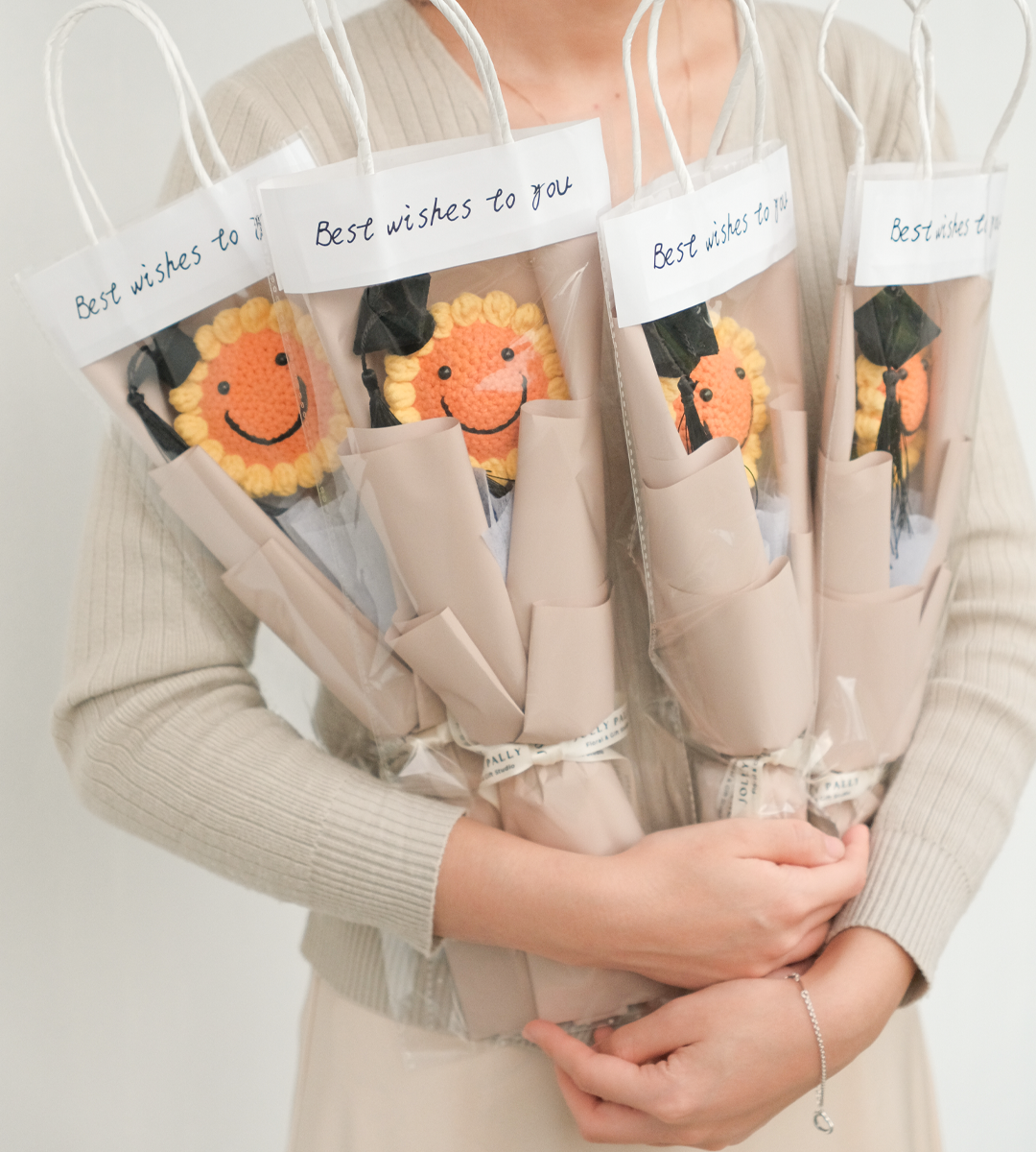 Sunflower Graduation Bouquets with Graduation Hats