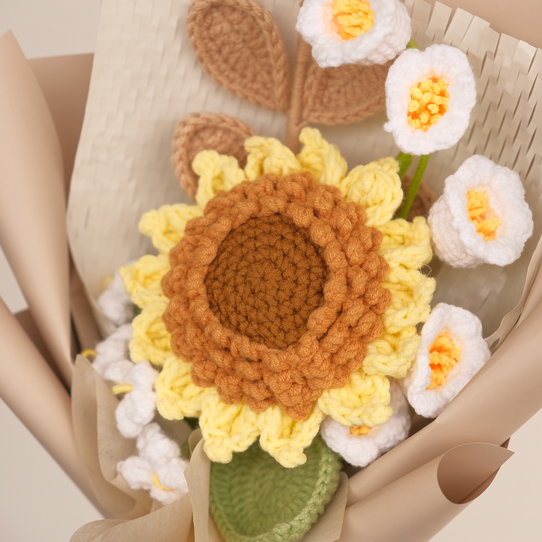everlasting crochet sunflower bouquet handmade