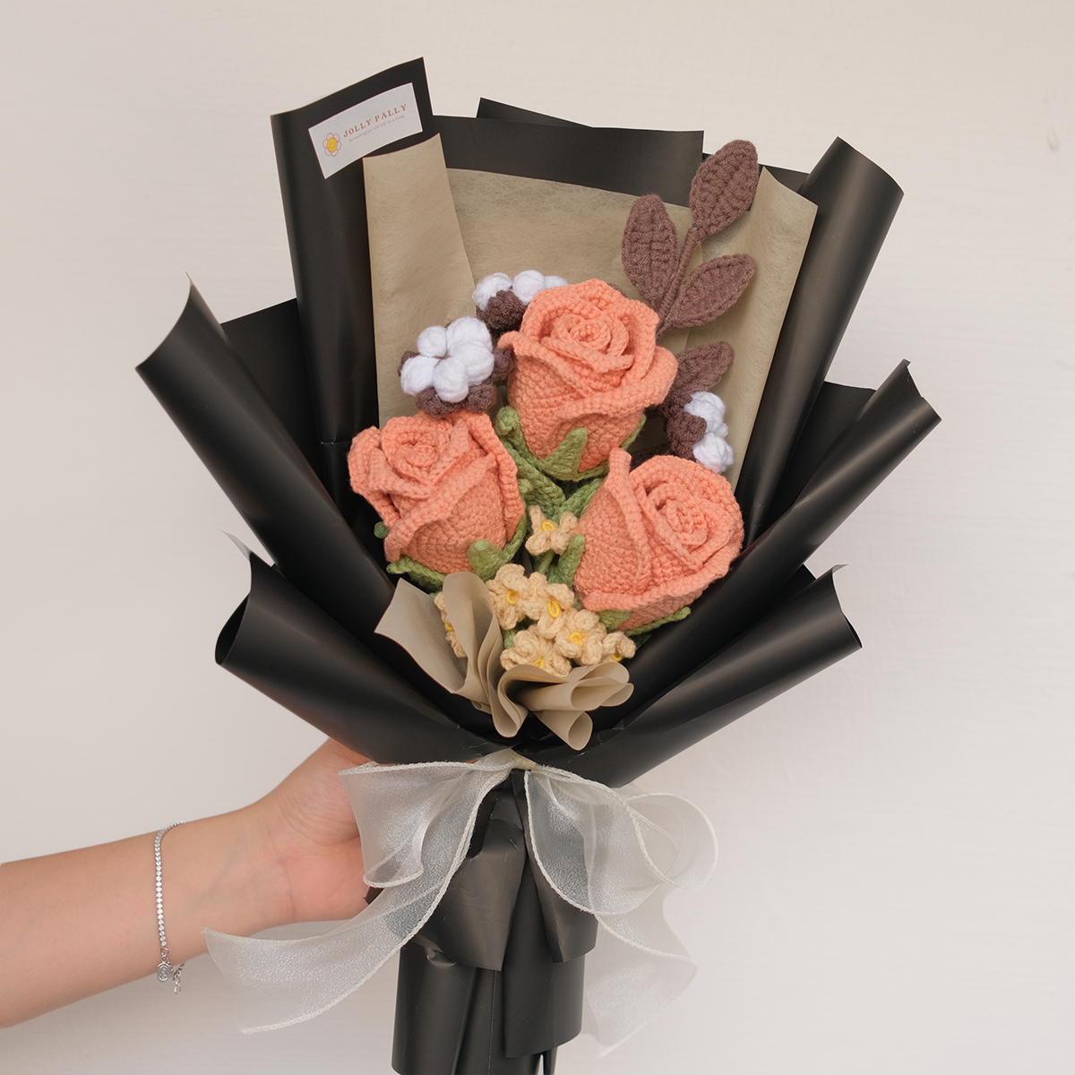 Unique crochet flower cappucino rose ready stock singapore sg same day delivery