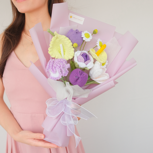 Tangled Tale - Mix Crochet Purple Flower Bouquet