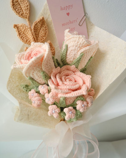 Sweet Devotion - Premium Pink Rose Crochet Mix Flower Bouquet