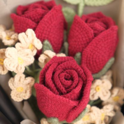 Amour Rouge - Premium Crochet Red Rose Flower Bouquet