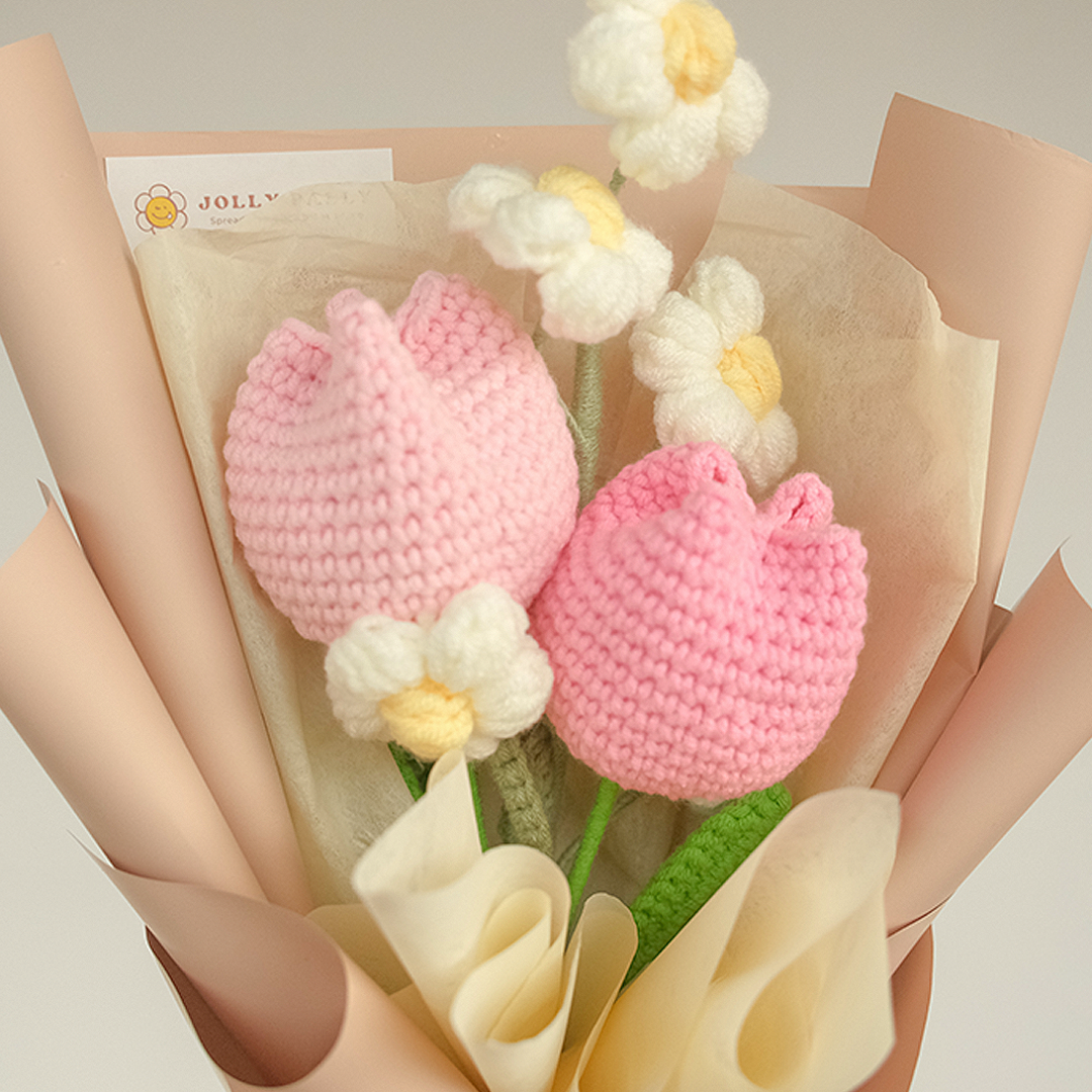 Bubbly Bloom - Crochet Chubby Tulip Flower Bouquet