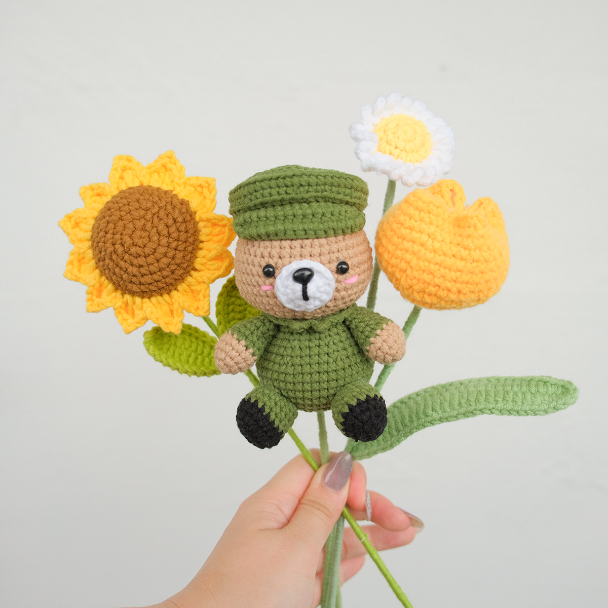 Crochet Army Bear Bouquet