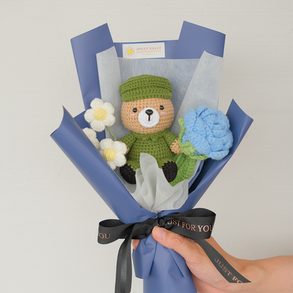 Crochet Army Bear Bouquet