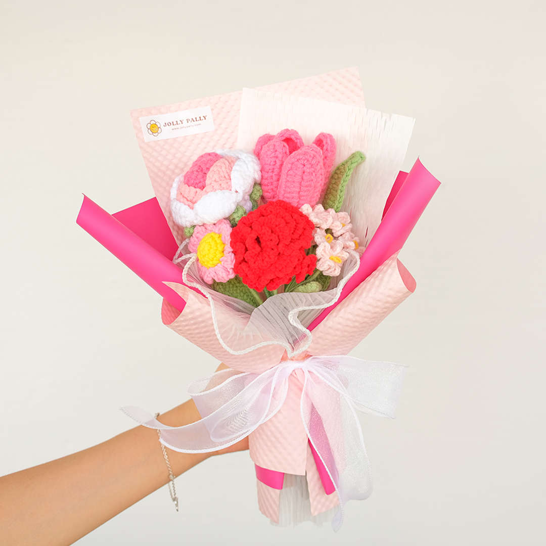 [SG Ready Stock] Mother's Day Crochet Flower Bouquet Carnations | SG Florist