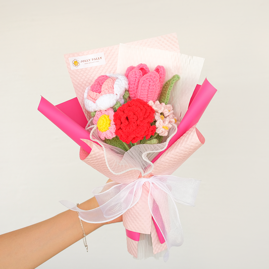[SG Ready Stock] Mother's Day Crochet Flower Bouquet Carnations | SG Florist