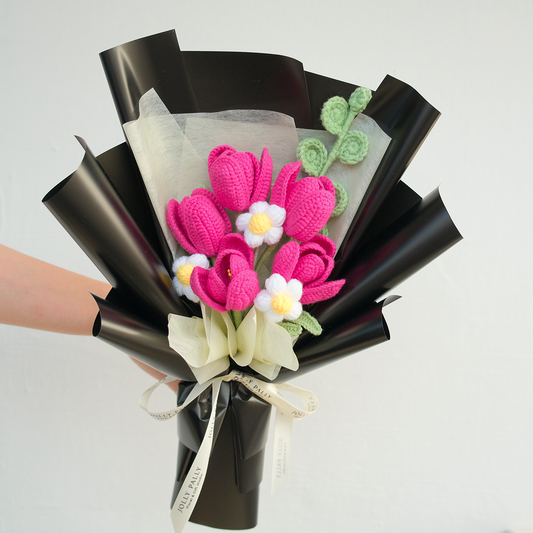 Hot Crush - Mix Crochet Tulips Flower Bouquet