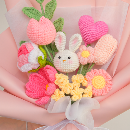 Hoppy Go Lucky - Crochet Bunny Flower Bouquet with Rabbit