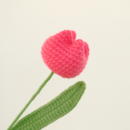 Crochet Chubby Tulip - Single Crochet Flower Bouquet - Hot Pink