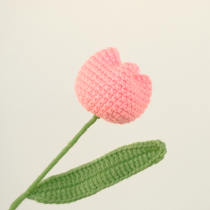 Crochet Chubby Tulip - Single Crochet Flower Bouquet - Light Pink