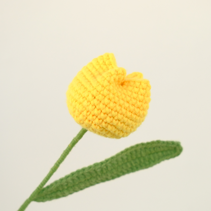 Crochet Chubby Tulip - Single Crochet Flower Bouquet - Yellow