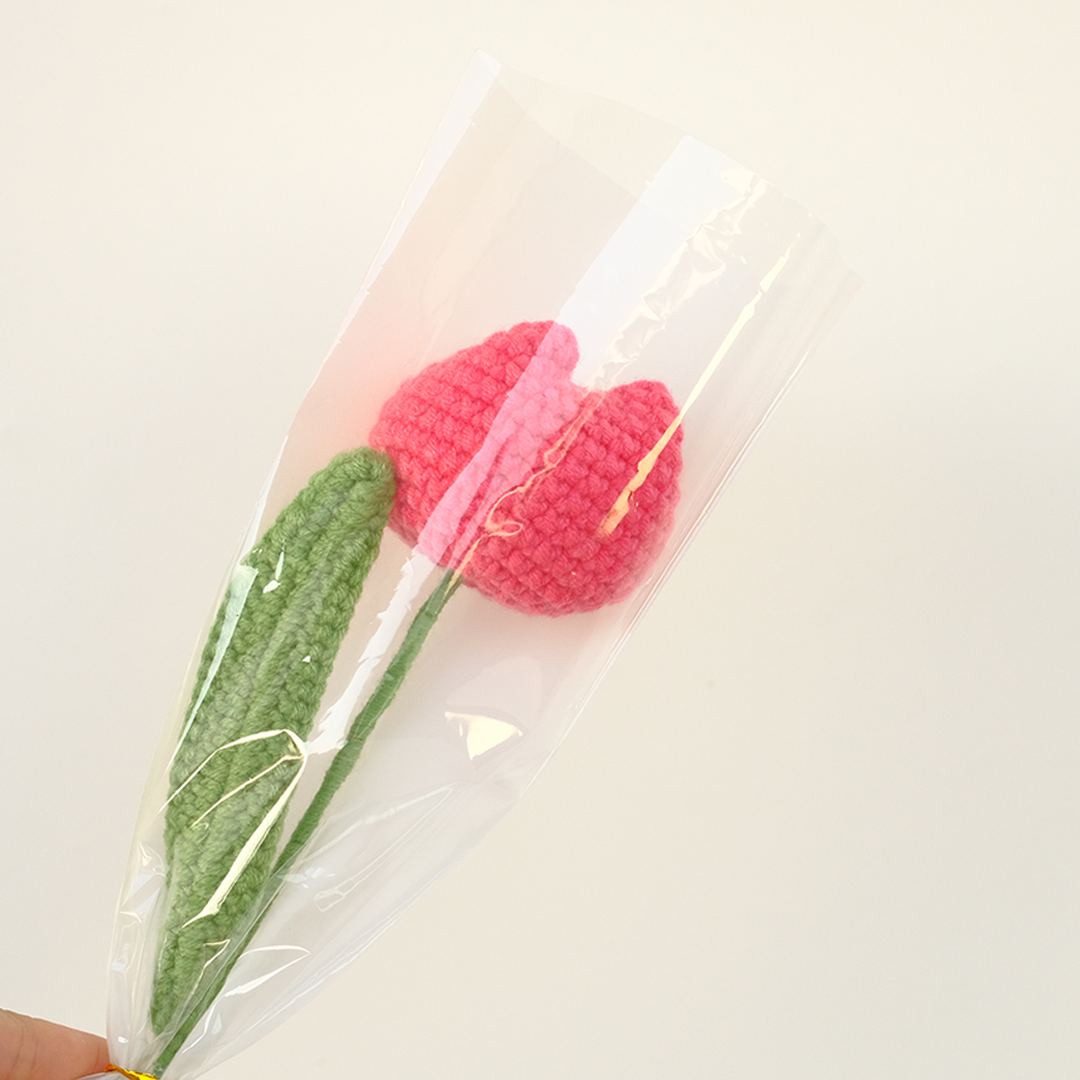 Crochet Chubby Tulip - Single Crochet Flower Bouquet - Wrapping
