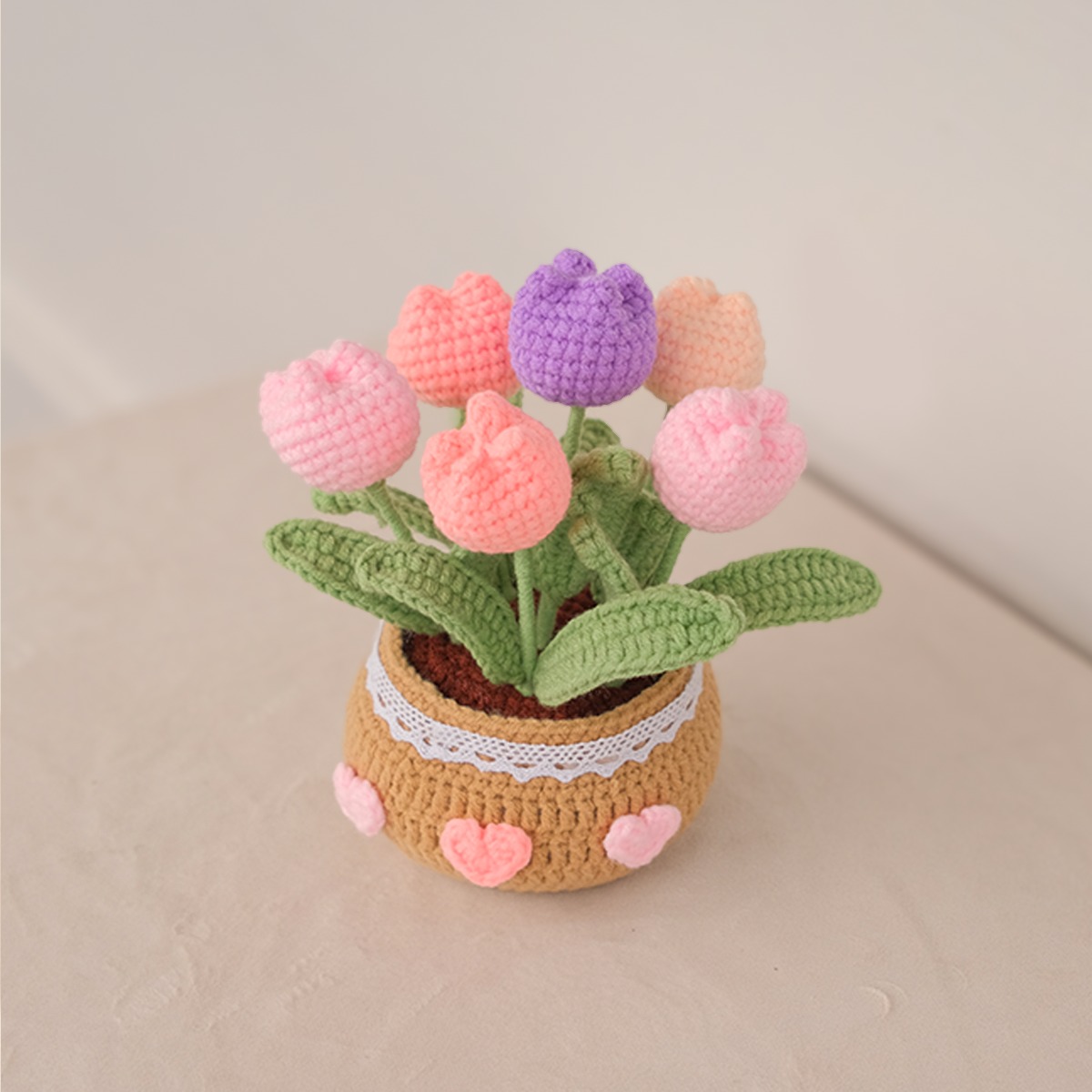 Tulip Garden Pot - Handmade Crochet Plant Gift