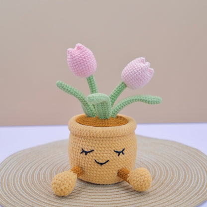 Smiley Chubby Tulip Pot - Crochet Jellycat Inspired