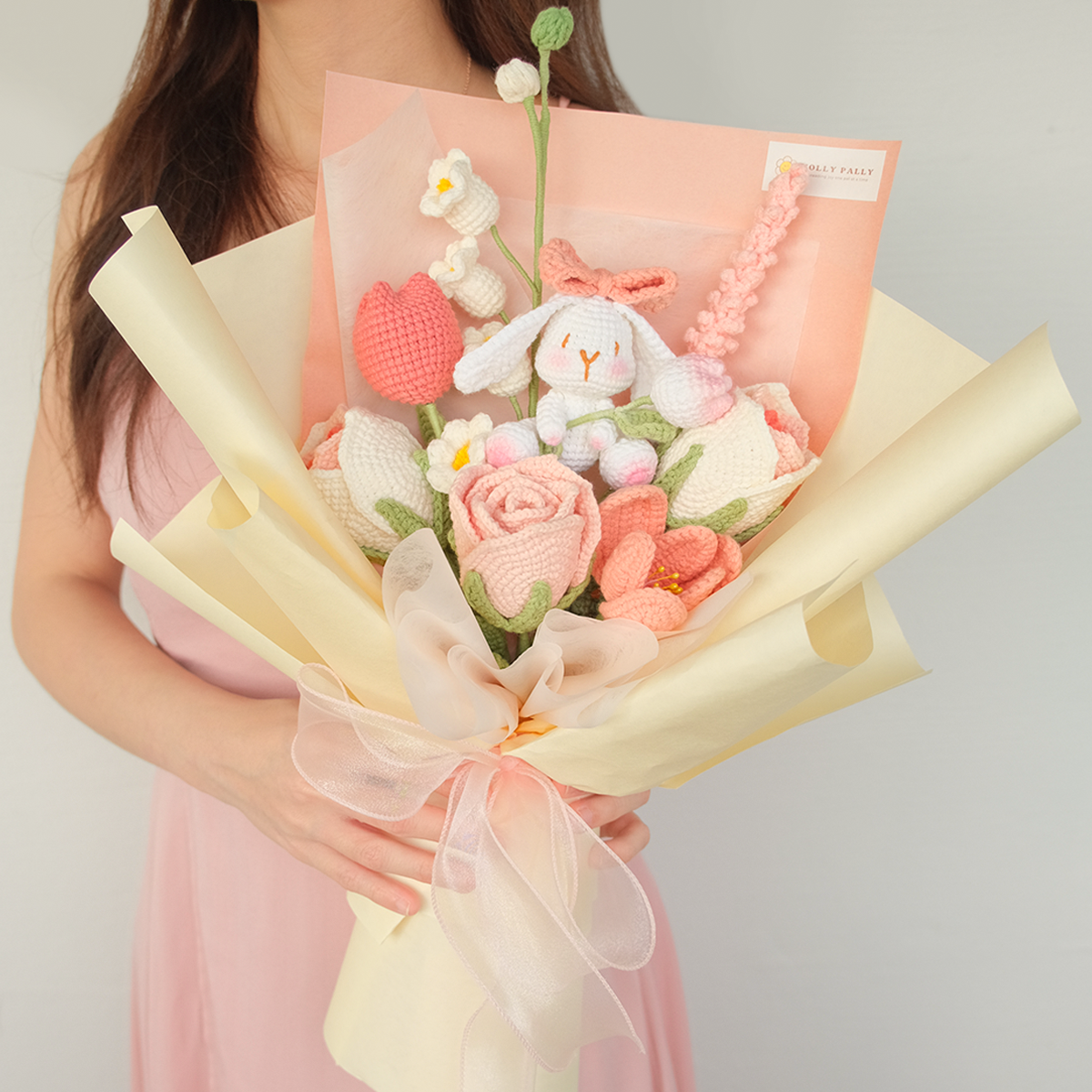 Enchanted Bunnyland - Crochet Bunny Mixed Flower Bouquet
