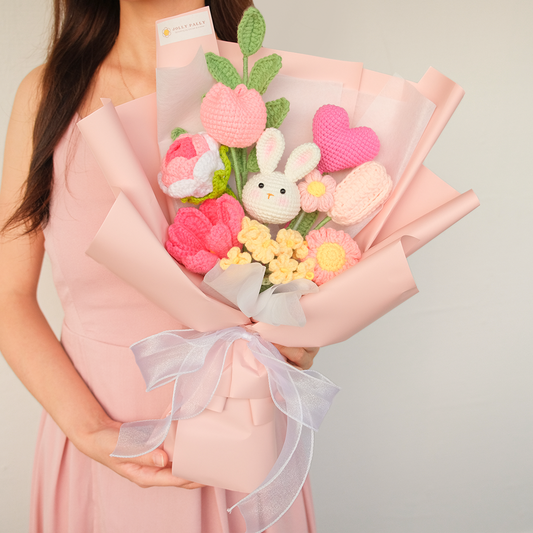 Hoppy Go Lucky - Crochet Bunny Flower Bouquet with Rabbit