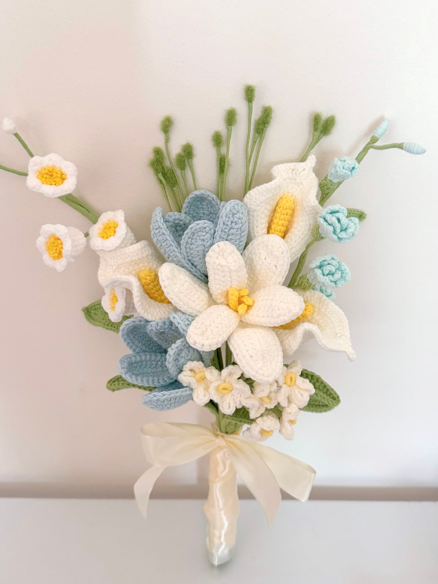 Pure Bliss - Bridal Crochet Mixed Flowers Bouquet