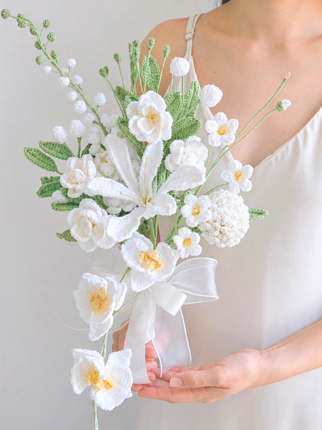 Love's Grace  - Bridal Crochet Mixed Flowers Bouquet