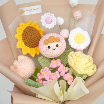 Jolly Chub - Graduation Doll Crochet Flower Bouquet