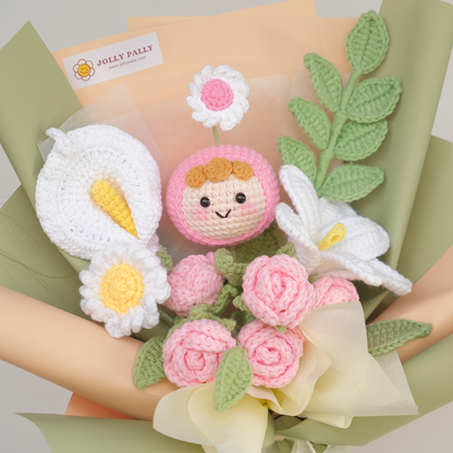 Jolly Chub - Graduation Doll Crochet Flower Bouquet