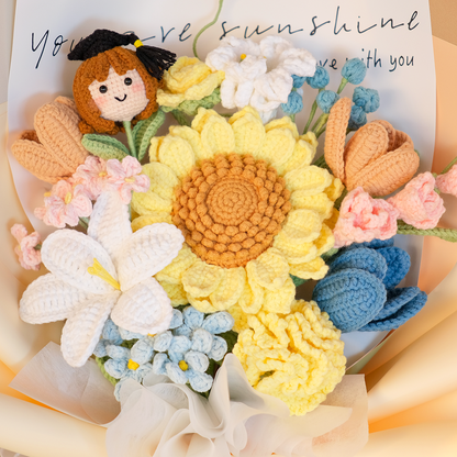 Jolly Win - Graduation Crochet Sunflower Bouquet