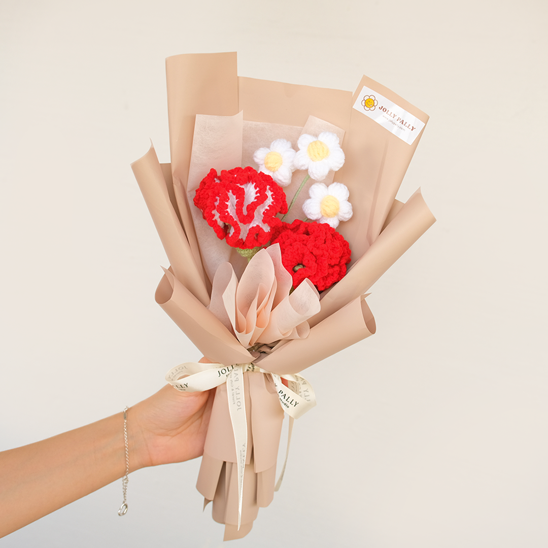 Mini Crochet Carnation Bouquet