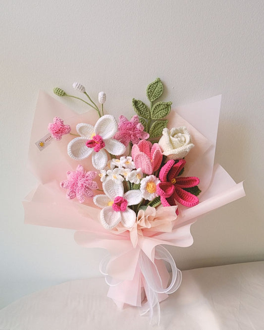 mothers day premium crochet handmade flower bouquet pink 