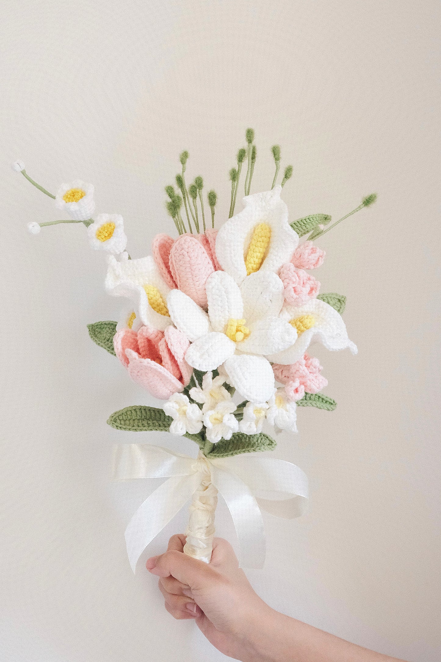 Pure Bliss - Bridal Crochet Mixed Flowers Bouquet