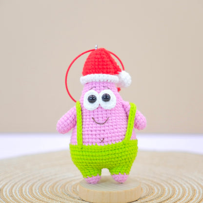 Christmas Patrick Star - Handmade Crochet Amigurumi Christmas Gift