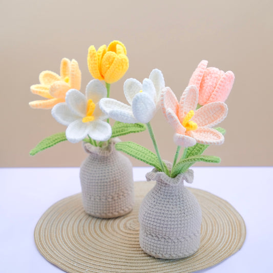 Crochet Tulips Vase - Handmade Crochet Plant Gift