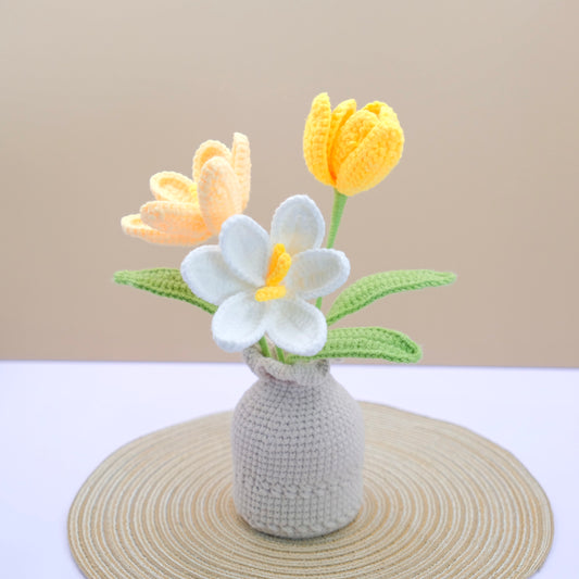Crochet Tulips Vase - Handmade Crochet Plant Gift