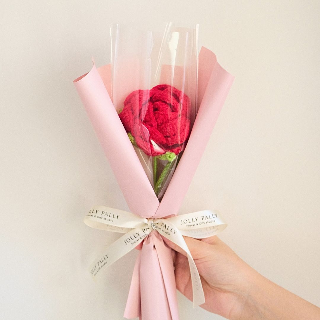 Crochet Rose - Single Rose Crochet Flower Bouquet