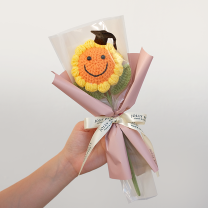 Crochet Sunflower bouquet with graduation hat