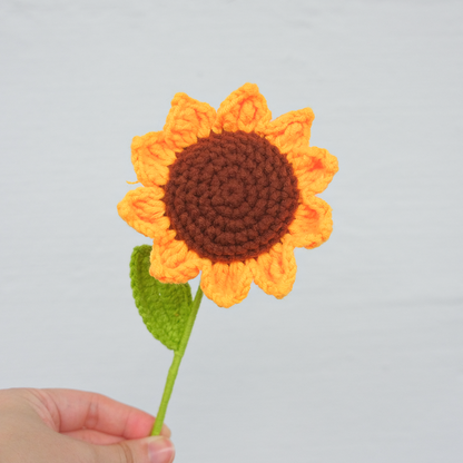 Single Stalk Handmade Crochet Sunflower Bouquet