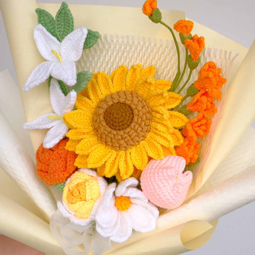 Large Crochet layer Sunflower Flower Bouquet