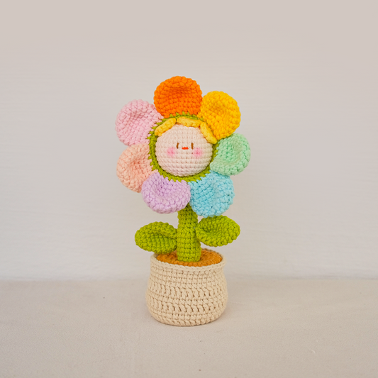 Rainbow Bloom Pot - Crochet Character Flower Pot